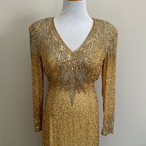 Stunning sequined silk Black tie dress. Great gatsby